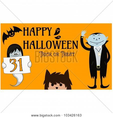 Greeting card happy halloween orange version