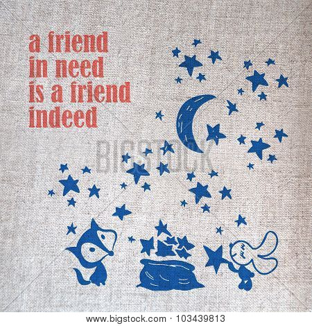 Cute romantic poster with lettering fish and stars. Lovely card template.