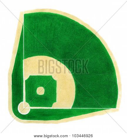 Baseball field. Hand-drawn baseball diamond on the white background.