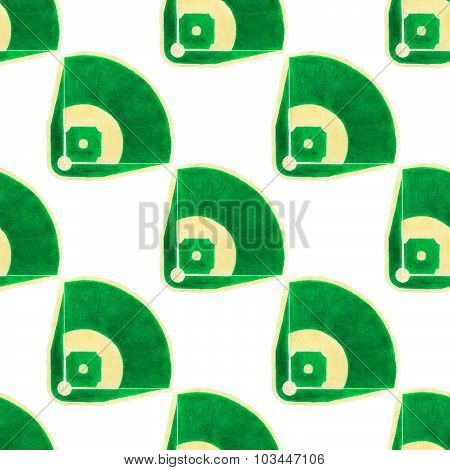 Baseball field. Seamless pattern with hand drawn baseball diamond on the white background.