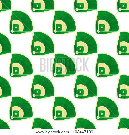 Baseball field. Seamless pattern with hand drawn baseball diamond on the white background.