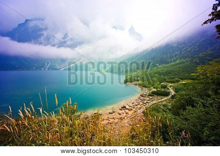 Nature In Mountains. Lake In Mountains.