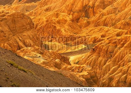 Orange Colourful Rocks And Stones - Moonland, Mountains , Ladakh, Leh, Jammu Kashmir, India