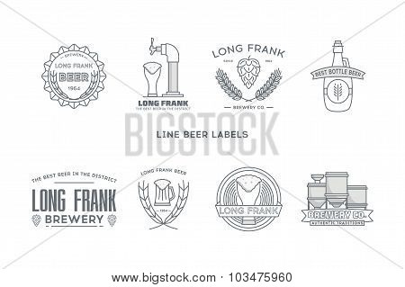 Line beer labels. Stock vector.