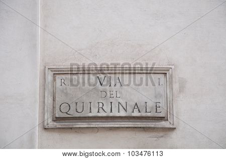 Road Sign Indicating A Street Name In Italian 