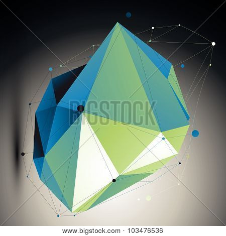 Blue contemporary technological misshapen construction, colorful abstract 3d background