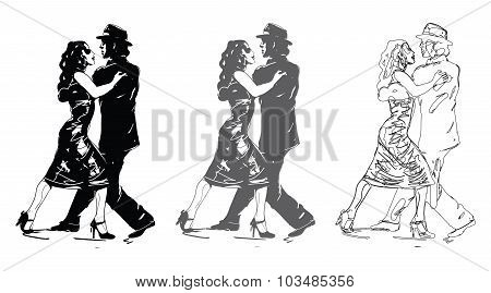 Tango Dancers In Black and White