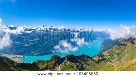 Panorama View Of Brienz Lake And The Alps
