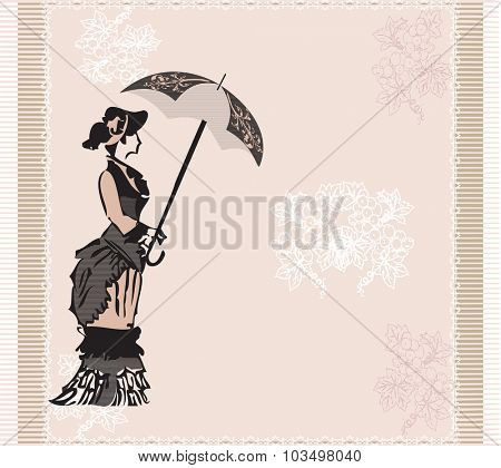 Vintage invitation card with ornate elegant abstract floral design