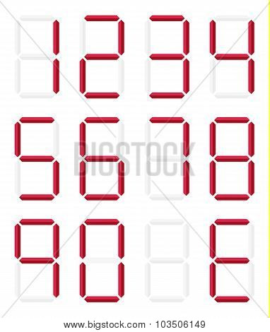 Collection Of Isolated Digital Numbers In Red Color
