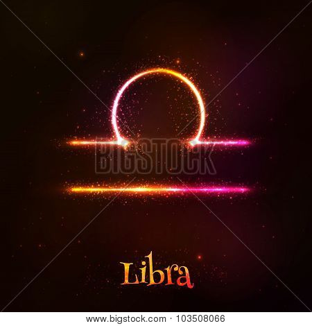 Shining neon zodiac Libra vector symbol