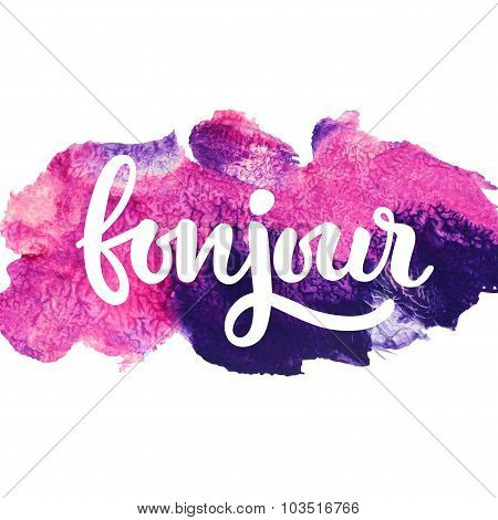 Hello card in french. Bonjour.