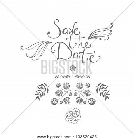 Vintage romantic card for wedding.