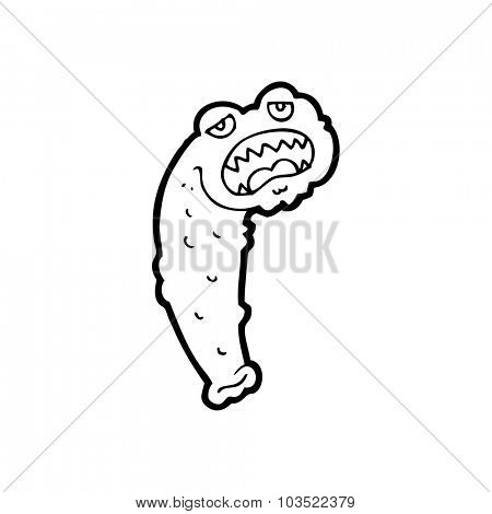simple black and white line drawing cartoon  leech