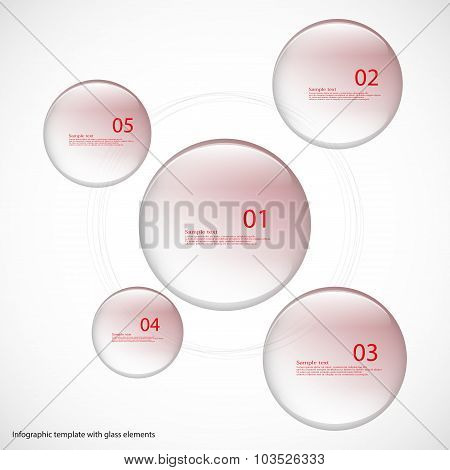 Five Glass Rings Template With Red Color