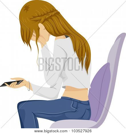 Illustration of a Teenage Girl Crying Over What She Saw on Her Phone