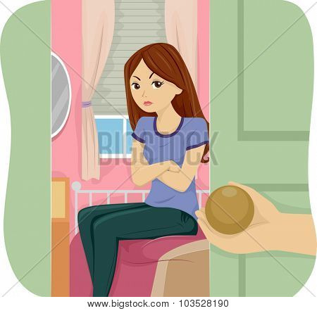 Illustration of a Teenage Girl Pouting After Getting Grounded