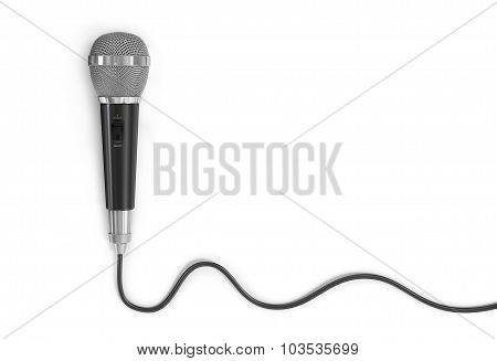 Concept Of Analog Signal. Microphone With Cord In The Form Of Analog Wave On A Blue Background.
