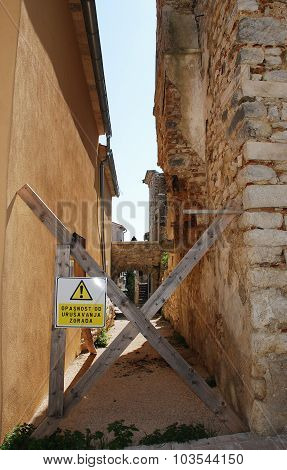 Closed Street With Danger Sign