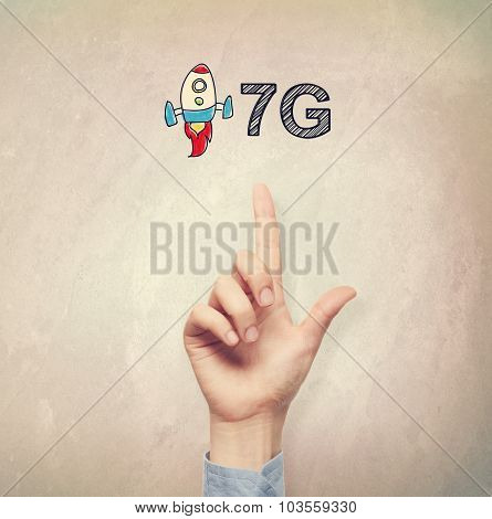 Hand Pointing To 7G Concept