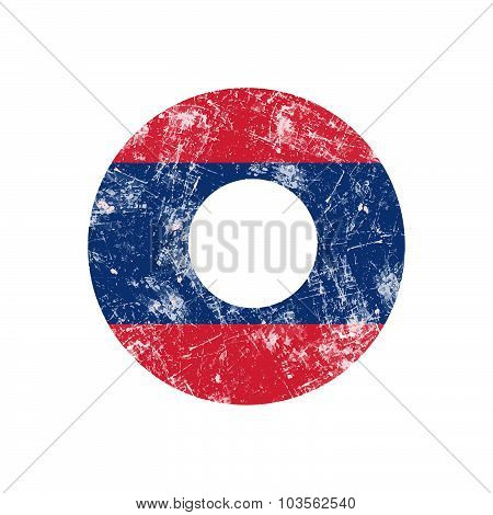 Illustration Vector Grunge Stamp Round Flag Of Laos Country