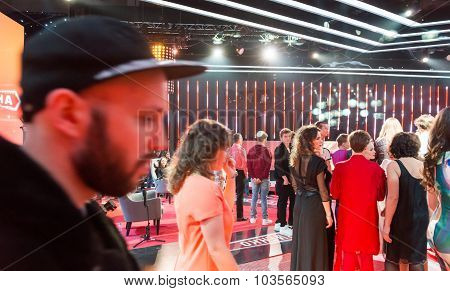 TV show filming backstage