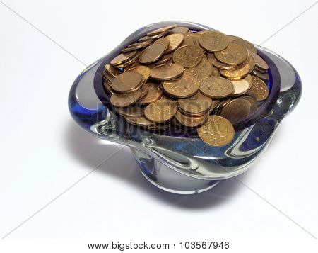 Vase, full of small coins