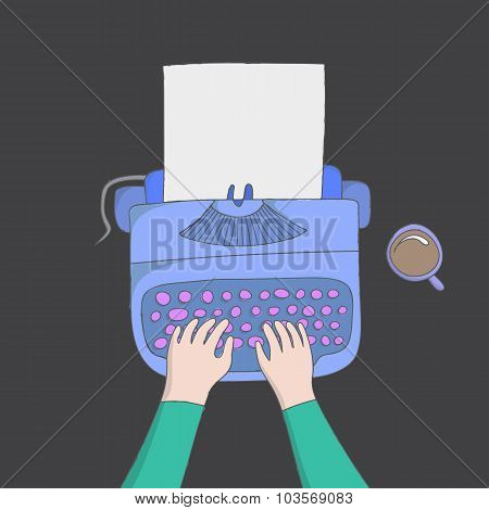 author hands typing