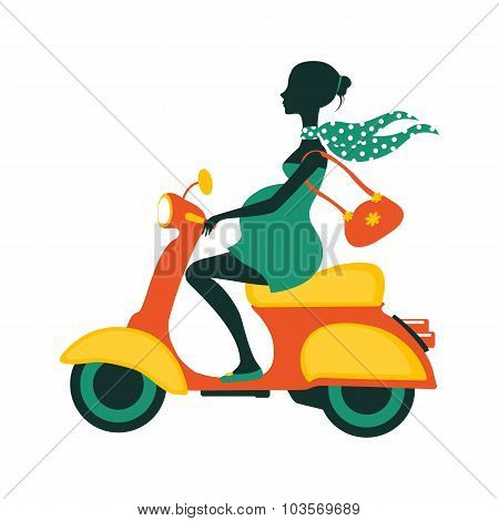 Pregnant woman driving scooter