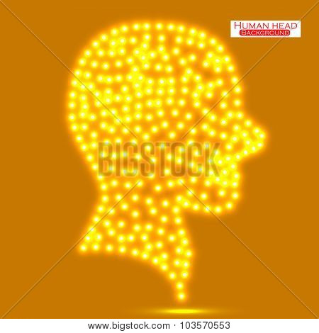 Neon human head. Vector illustration. Eps 10