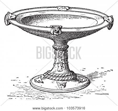 Etruscan Cup, vintage engraved illustration.