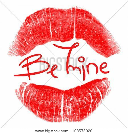 Silhouette of red lips on white background