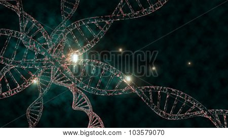 3D DNA strand with vibrant colors for genetics background