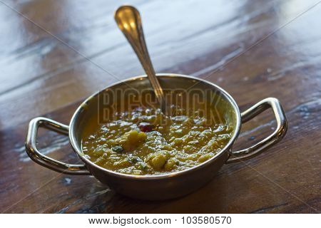 Delicious Indian cuisine Lentil soup with selective focus