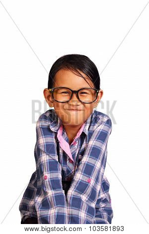 Cute Little Girl Tight Lip Smiling