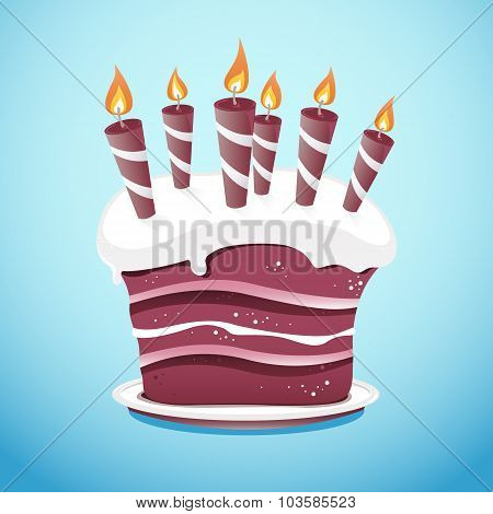 Cake With Candles On Serving Plate