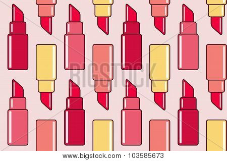 Seamless Lipstick Cosmetics Pattern