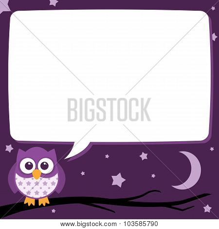 Cute Simple Cartoon Patterned Owls, Night Time Speech Bubble