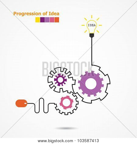 Creative Light Bulb Idea Concept And Computer Mouse Symbol. Progression Of Idea Concept. Business, E
