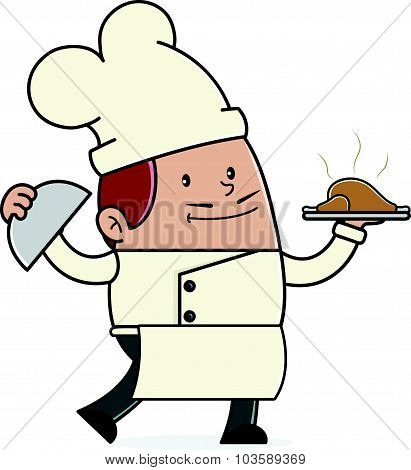 Chef serving food