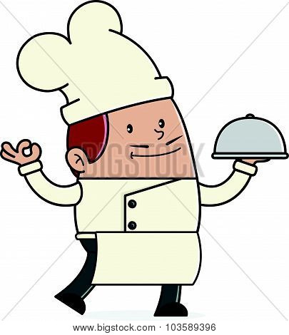 Chef serving food