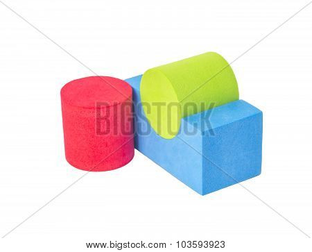 Colourful toy block stacking with isolated white background