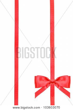Red Satin Bow Knot And Ribbons On White - Set 52