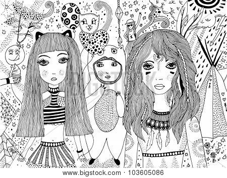 carnival doodle illustration