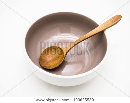 Grey Bowl With Wooden Spoon