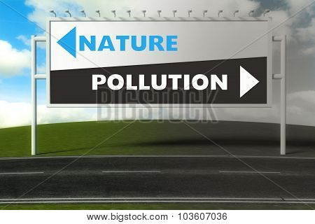 Conceptual Direction Signs Lead To Nature Or Pollution