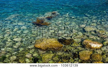 Closeup View On Stone And Sea