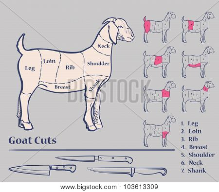 Goat meat cuts