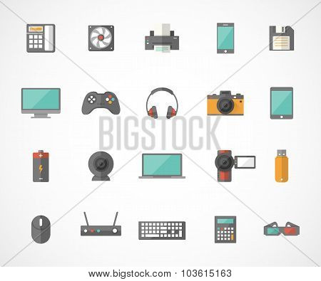 Set of technology and multimedia devices icons. Vector illustration