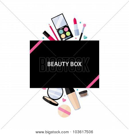 Beauty box cosmetics service illustration.